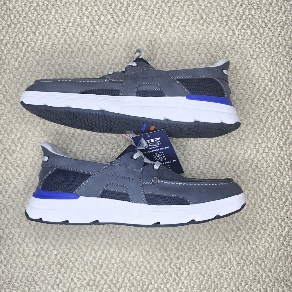 Rockport Men's Seadon Gray and Blue Slip On  Sneakers 8.5 NWT